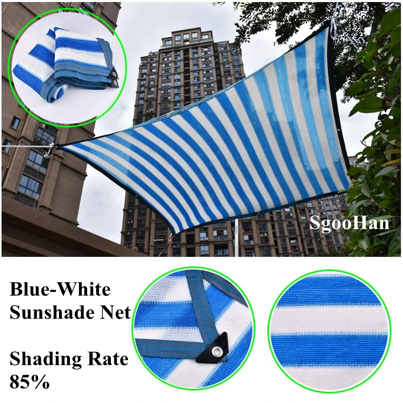 Blue-White Anti-UV Shading Net Outdoor Awning Balcony Succulent Plant Cover Shelter Sunshade Net Swimming Pool Sun Shade Sail