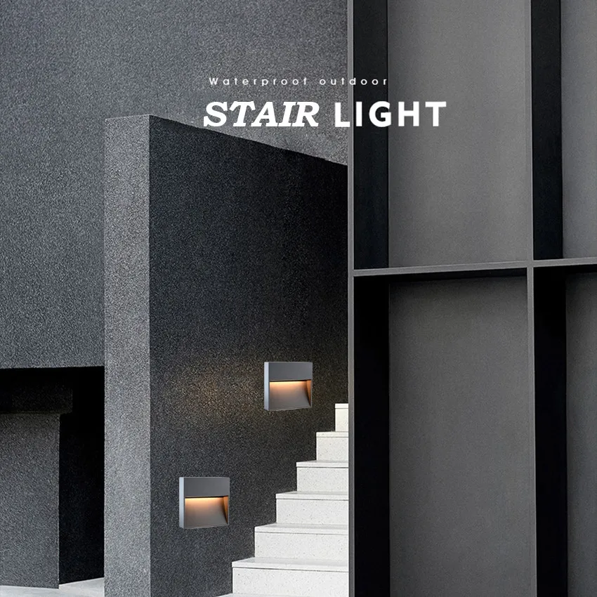 6w 12w Square /Round Led Stair Light Aluminum Step Lights Outdoor LED Wall Lamp Foot light IP65 Waterproof Wall Light NR-165