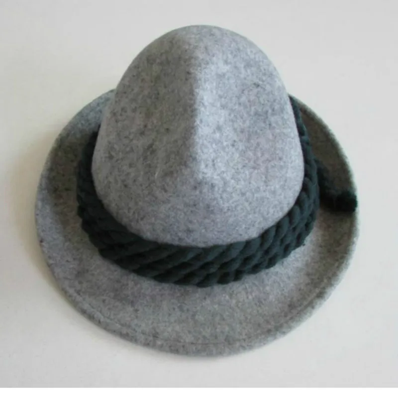 

X061 Adult Woolen Fedora Hats Male Original 100% Wool Ghost Knitting Rope Hat Church Hats Adjust