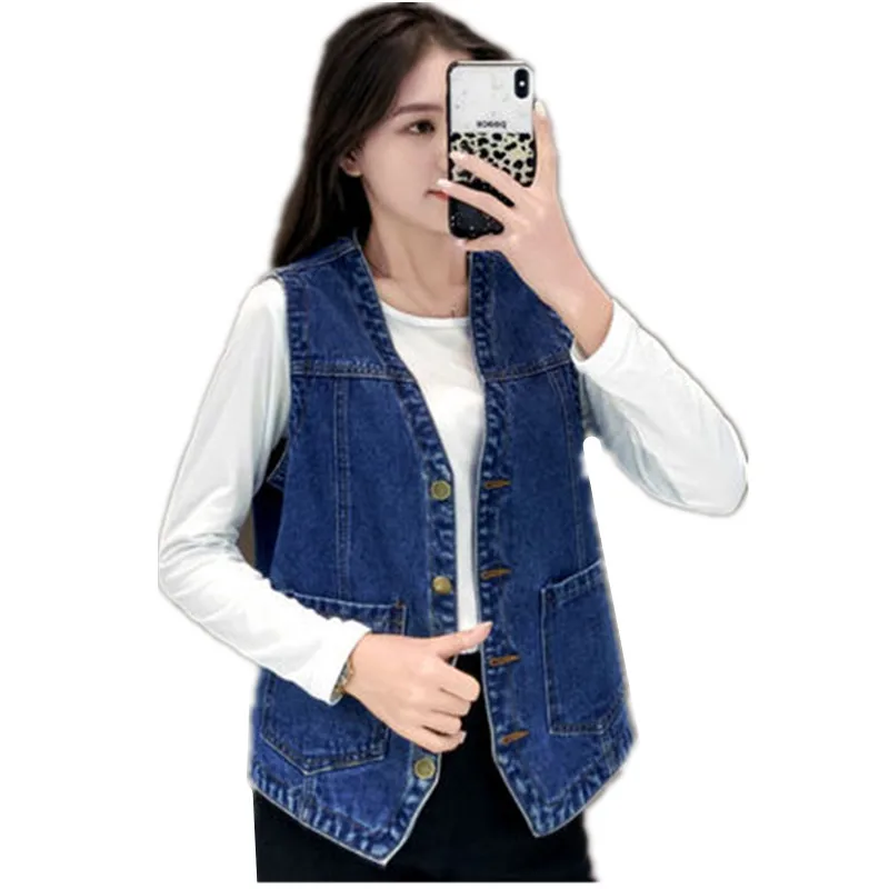 

2021New Women Matching Denim Vest 5XL 6XL Korean Style Summer Sleeveless Short Bomber Coats Jeans Waistcoat A200