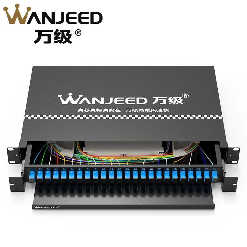 Fiber Optic Patch Panel 12Port 24Port SC LC FC ST Rack Mount Termination Box 1u 19in ch Standard Cabinet Size pigtail adapter