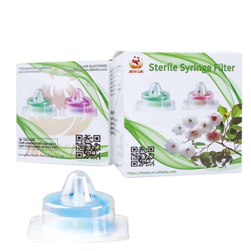 IKEME 33mm Sterile Disposable Syringe Filters MCE PES Nylon PTFE PVDF Membrane Laboratory Filters 50pcs/Box