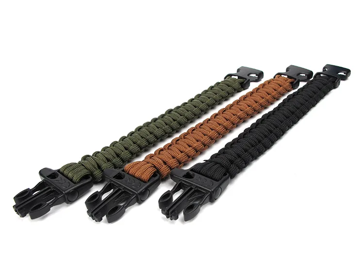 Multifunction Emergency Paracord Bracelet, Outdoor Survival Parachute EDC Tool, Scraper Whistle Buckle, Paracord Wristband