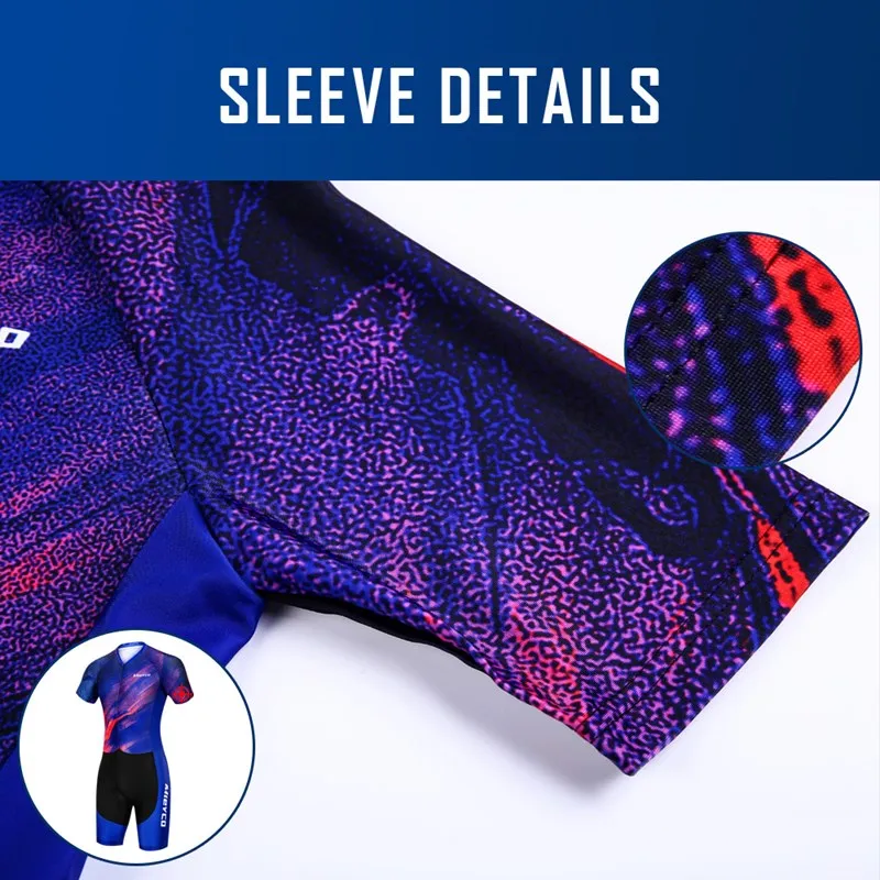 Herren-Triathlon-Skinsuit, kurzärmelig, schnelltrocknend, atmungsaktiv, einteiliger Radsportanzug, MTB, Bike, Lauf, Rennsportbekleidung – Detail 6