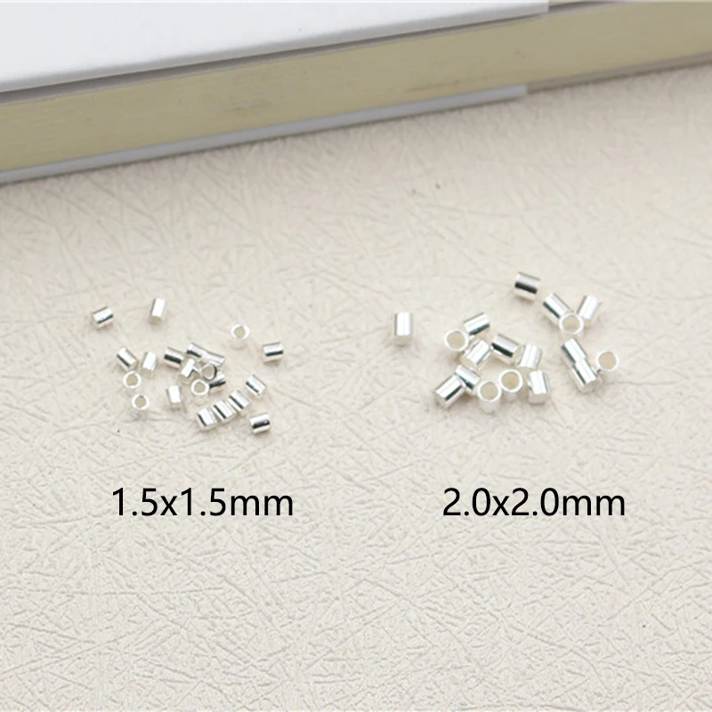 20pcs 925 Sterling Silver Crimp End Beads for DIY Bracelet Jewelry Making