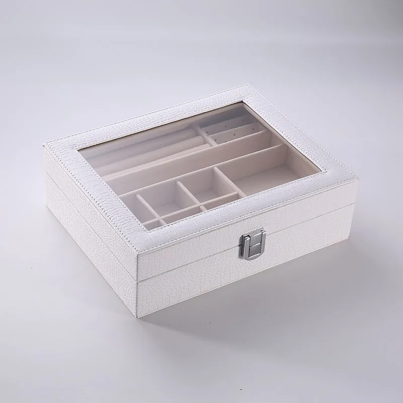 2025 Double-Layer PU Leather Jewelry Box Ladies Ring Bracelet necklace Jewelry Storage Box Creative Travel Carrying Case