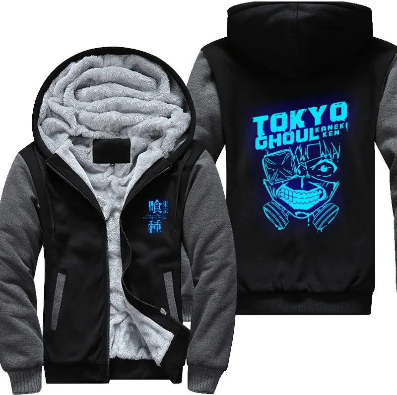 New Winter Casual Tokyo ghoul Hoodie Anime Ken Kaneki Mask Thick Coat Jacket Sweatshirt USA Size