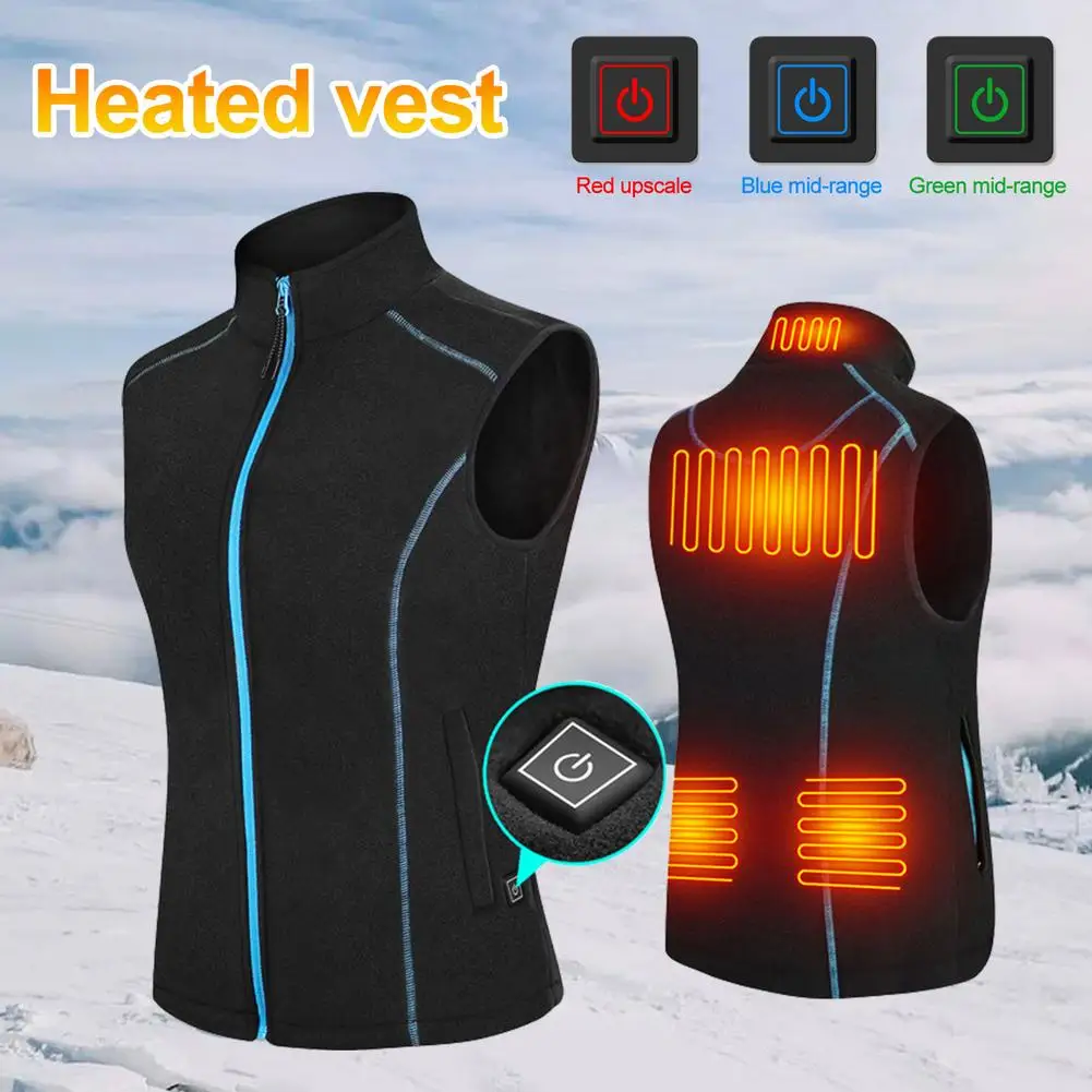 Three-speed Temperature USB Heated Vest Women Intelligent Heated Jacket Clothes Charging Polar Fleece Thermal Heatable Vest