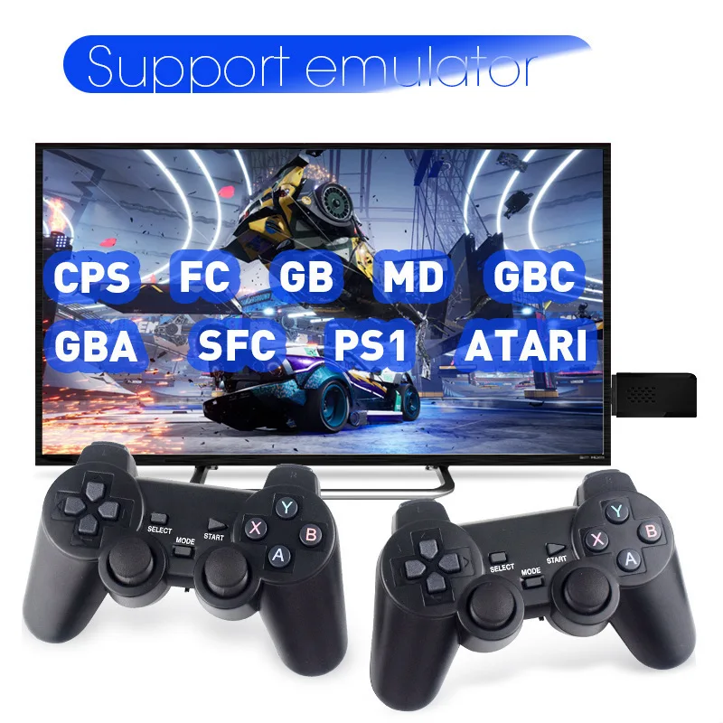 4K HD Video TV Game Console 2G+32G/64G 10000+ Classic Retro Games 4K Game Stick With 2.4G Wireless Controller PS1/FC Joystick