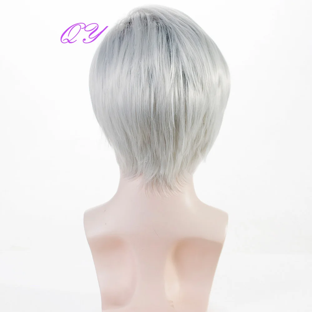 Synthetic Men Wigs Natural Short Straight Black Ombre Silver Gray Man Wig Adjustable Size Breathable The New Male Hair 2021