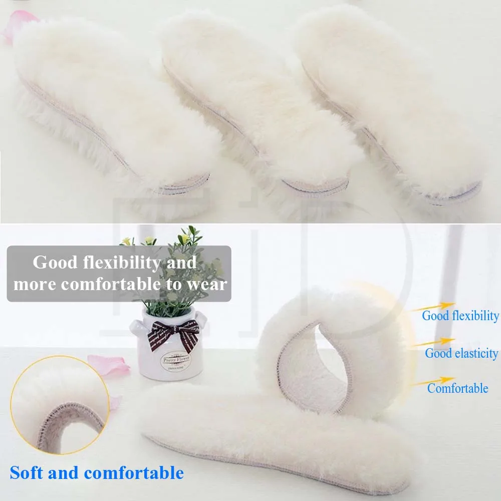 Wol Alami Sol Bulu Hangat Tebal Domba Kasmir Musim Dingin Unisex Insole Kualitas Tinggi Hangat Plush Sepatu Pad Sol untuk Pria wanita