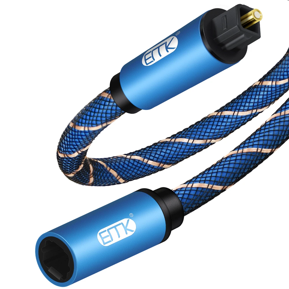 Cavo Audio Ottico Toslink EMK – Prolunga Maschio-Femmina 3m Con Rivestimento In Nylon Intrecciato