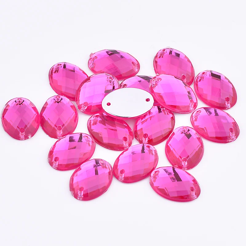 JUNAO 18x25mm 13x18mm Mix Color Sewn on Oval Rhinestones Applique Flatback Sewing Stones and Crystals for Needlework Clothes