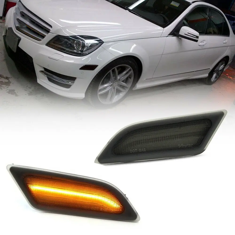 

2X Led Front Side Marker Light Turn Signal Lamp for Benz W204 C250 C300 C350 2012 2013 2014 fender light