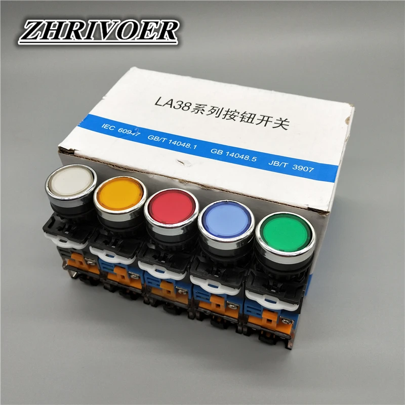 

Резьба 22 мм/Φ/440V AC / DC 6-380v плоский кнопочный переключатель с лампой Мгновенный/блокировочный кнопочный переключатель