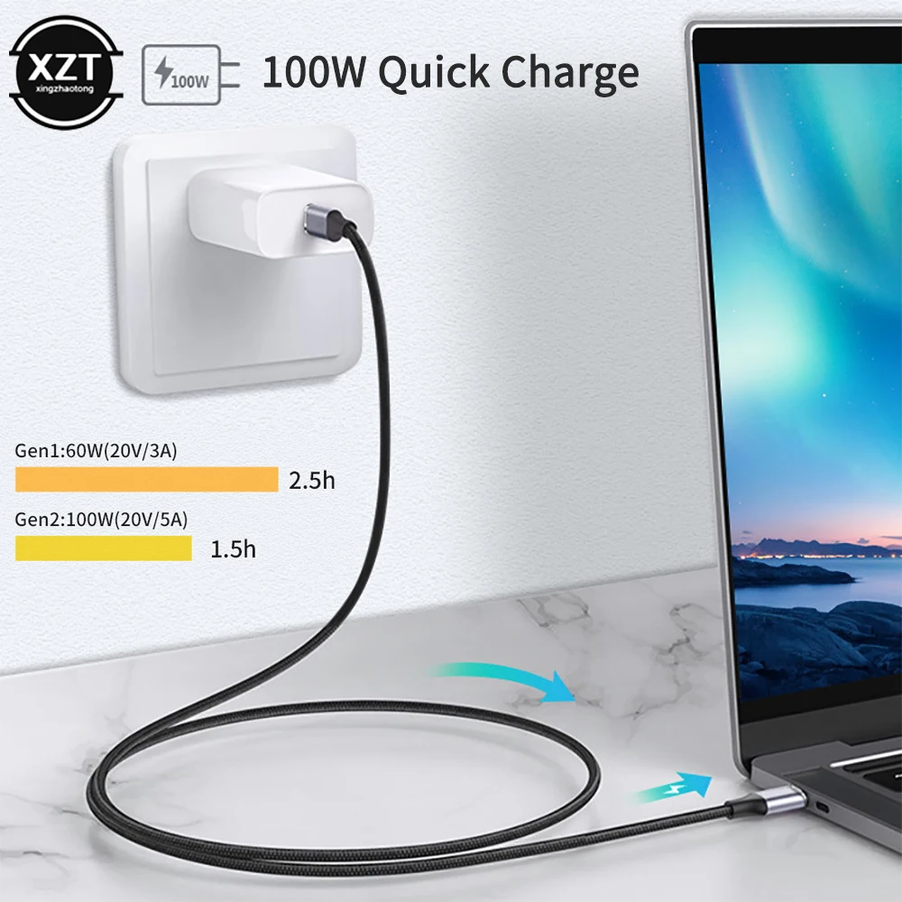 نوع c USB 3.1 كابل بث البيانات عالية السرعة 10Gbps Gen2 100 واط كابل نقل بيانات للكمبيوتر TV الصوت والفيديو HD شاشة الإسقاط