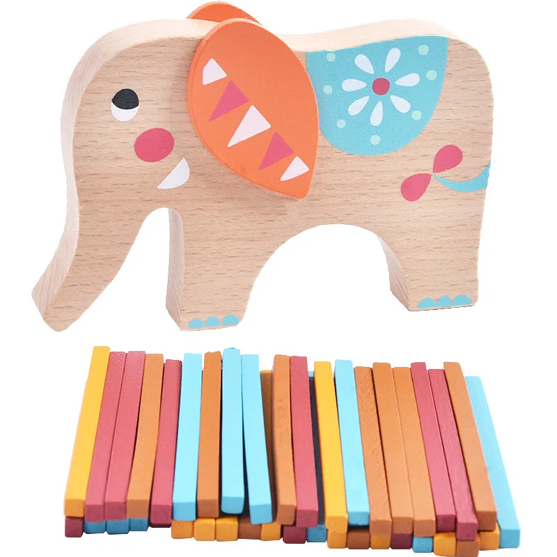 Baby Toys Educational Elephant Balancing Building Blocks Wooden Toy Wood Balance Game Montessori Blocks Gift For Children kids