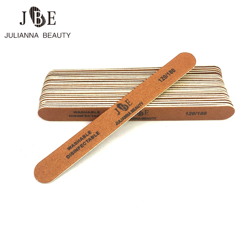 

Hot 50Pcs 120/180 Double-sided Wood Nail Files Manicure Professional Sandpaper Nail Gel Polish Pedicure sanding wood nail Tool