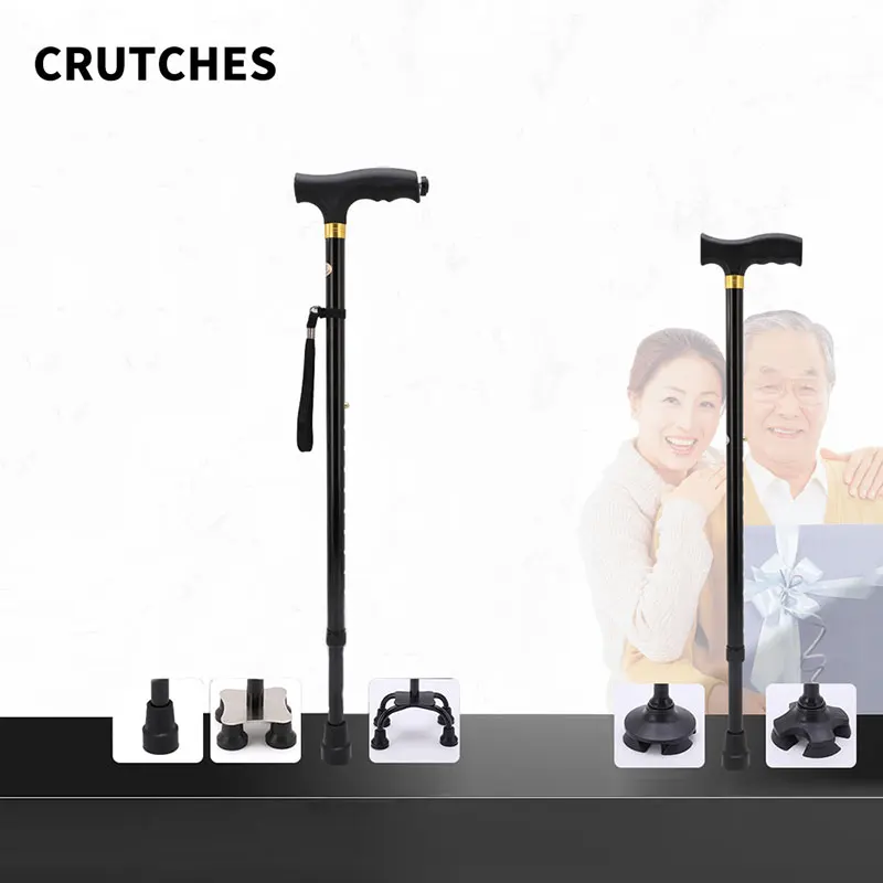 Safety Telescopic Stick Trusty Elderly Crutches Multifunctional Walking Stick Parents Cane Outdoor Camping Trekking Hiking Stick