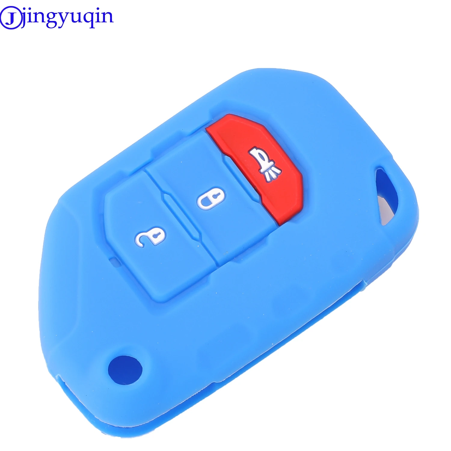jingyuqin 3 Buttons Remote Silicone Car Key Cover Fob Case For Jeep Wrangler JL JLU input bag holder
