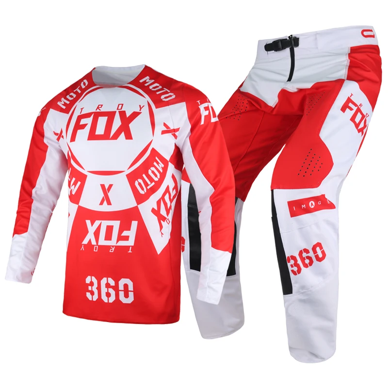 

Red White 360 Nobyl Gear Set Motocross Jersey Pants Combo Men BMX MX ATV SE Air Dirt Bike Offroad Kits Moto Adult Suit 2022