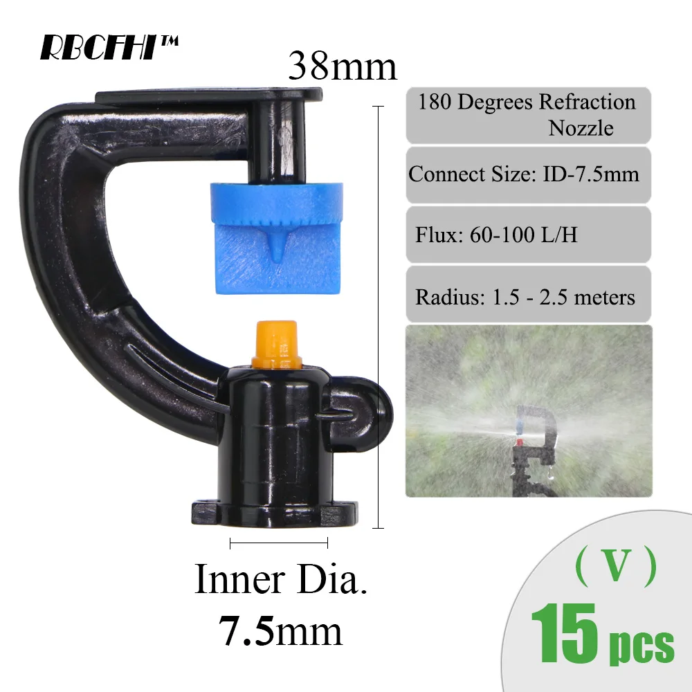 RBCFHI ID-6.0/7.5mm zraszacze ogrodowe mikro 24 odmiany obracającego się załamania 360 180 stopni dysza Spray Mini Spray