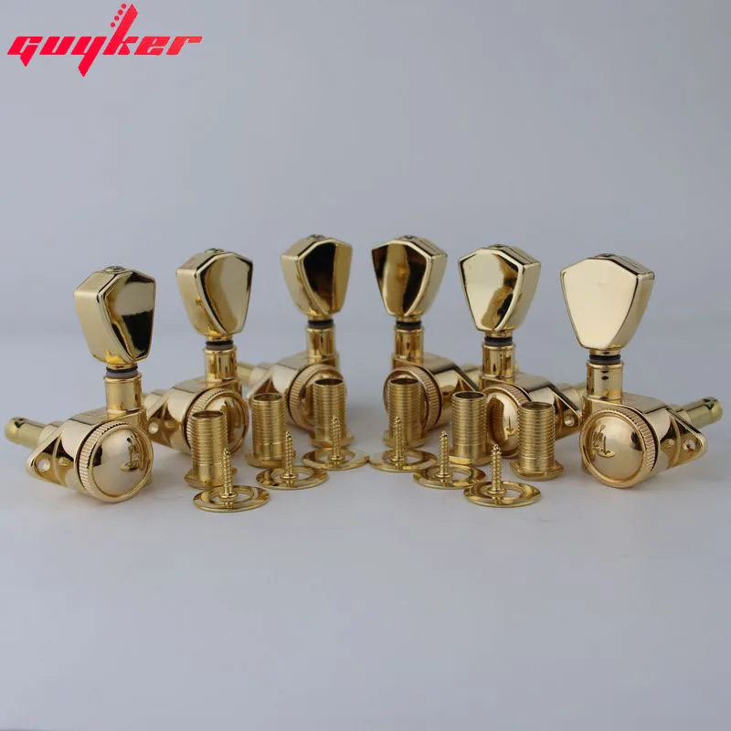 GUYKER 3R3L Tuners Guitar Models Rear lock string Electric Guitar Machine Heads Trapezium Button Gold