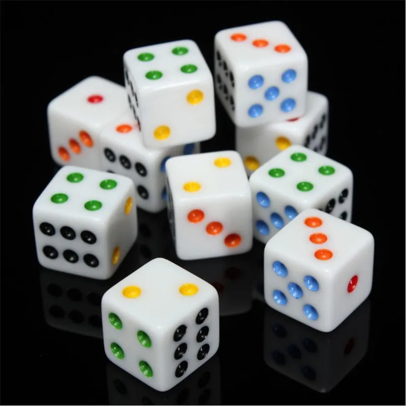 10 Pcs/lot 16mm Colorful Point Dice Puzzle Game D6 Sided Square Corner Dice Funny Board Games Accessory