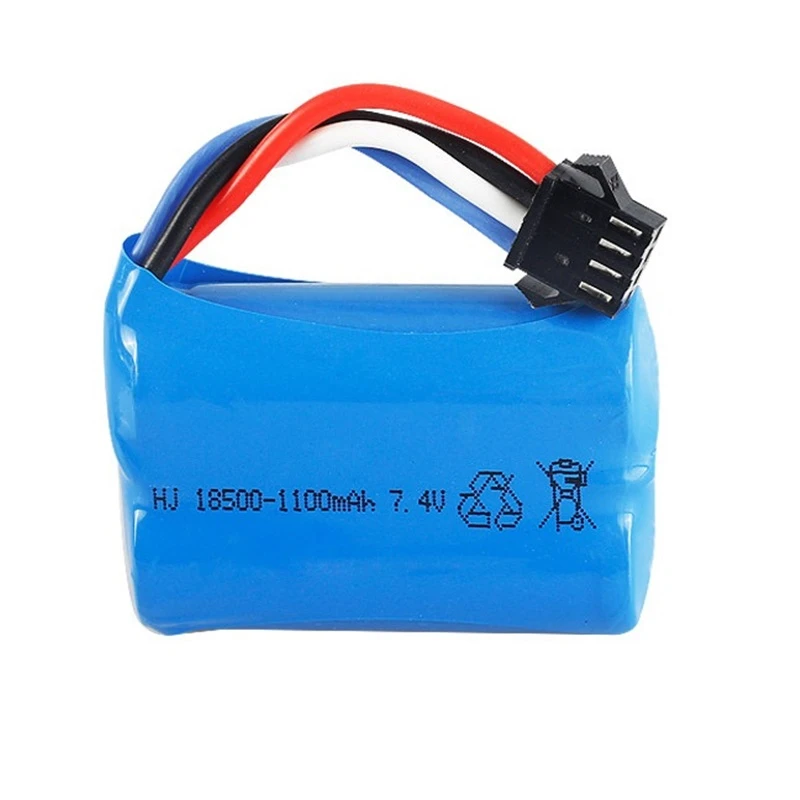 7.4V 1100mAh 18500 Li-ion battery+Charger for UDI R/C UDI001 UDI901 HQ747 huanqi 960 Venom Speed Boat 7.4v Replacement battery