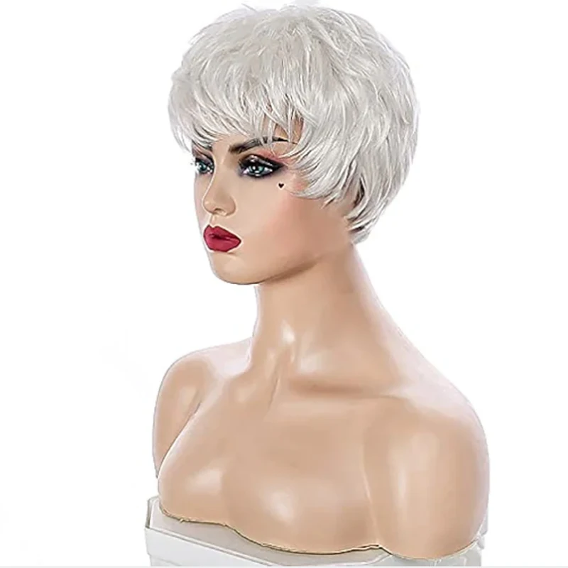 HAIRJOY Woman Heat Resistant Fiber Synthetic Hair Short Layered Straight  Pixie Wig