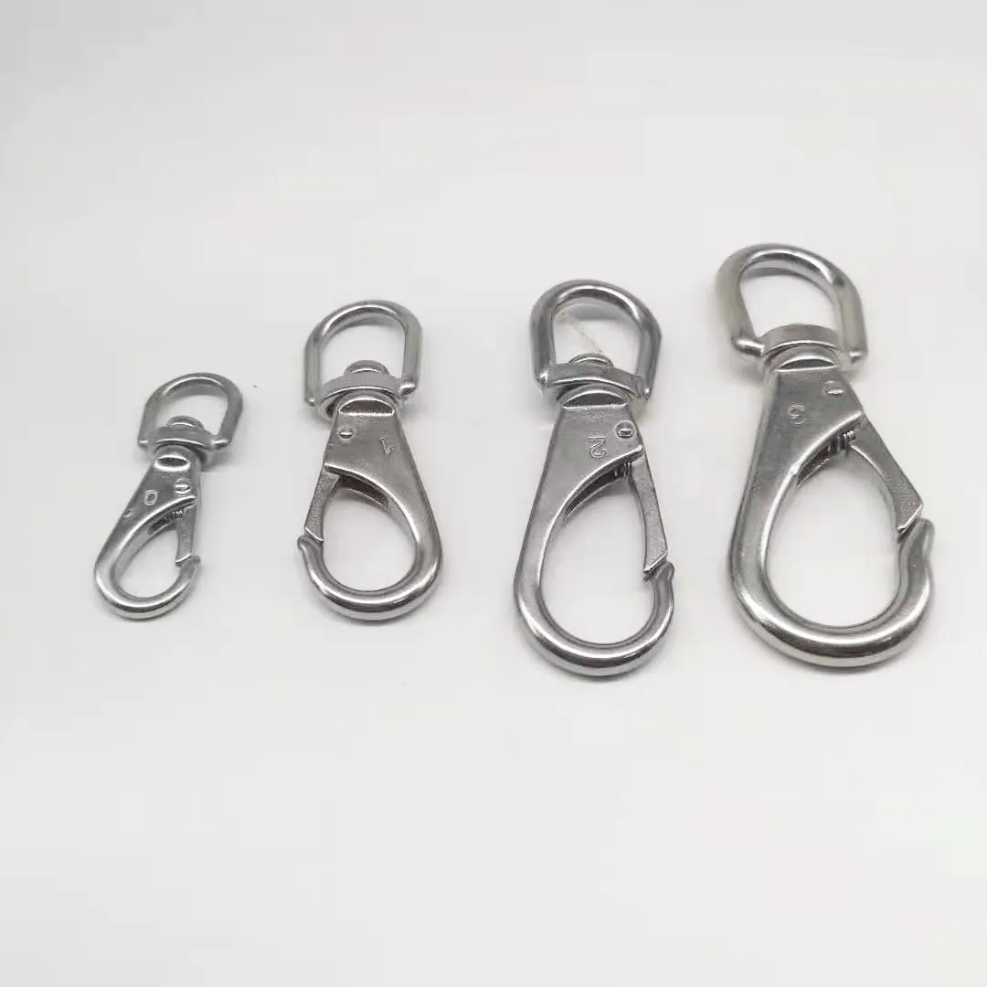 0 # โลหะสแตนเลส304หมุน Snap Hook Trigger คลิปเงินพวงกุญแจ Carabiner กระเป๋าฮาร์ดแวร์