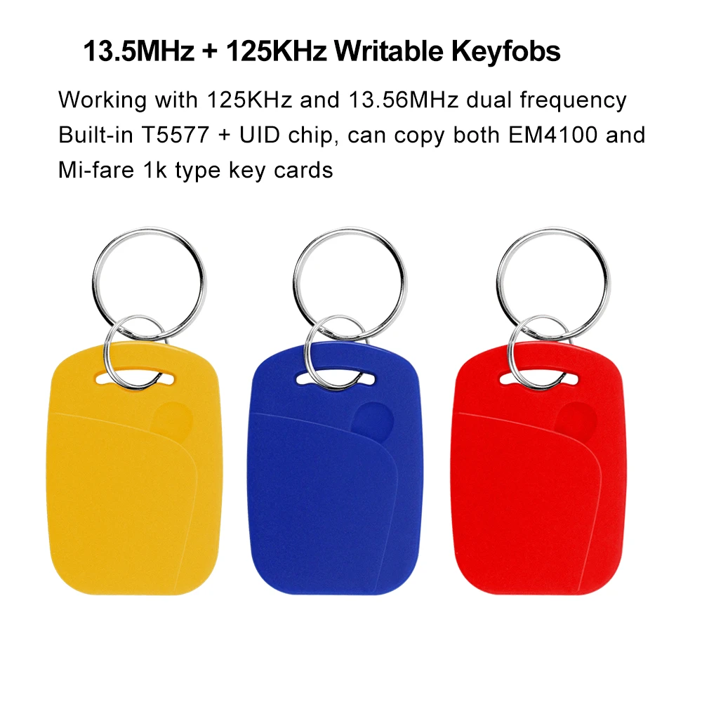 10 English Frequency 125KHz RFID Duplicator Copier Writer Card Reader Key fobs Programmer USB ID IC 13.56MHz Encrypted Decode