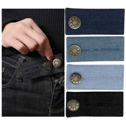 4 pcs Denim Waist Extender Button for Jeans and Skirt Comfy Metal Buttons Elastic Adjustment Waist Button Belt Extension Buckle