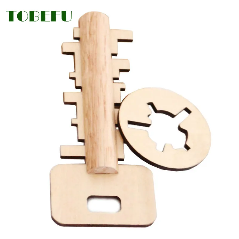 TOBEFU Creative Wooden Unlock Puzzle Key Toys Kong Ming Lock For Kids Stress Release Children Intellectual Educational Gifts