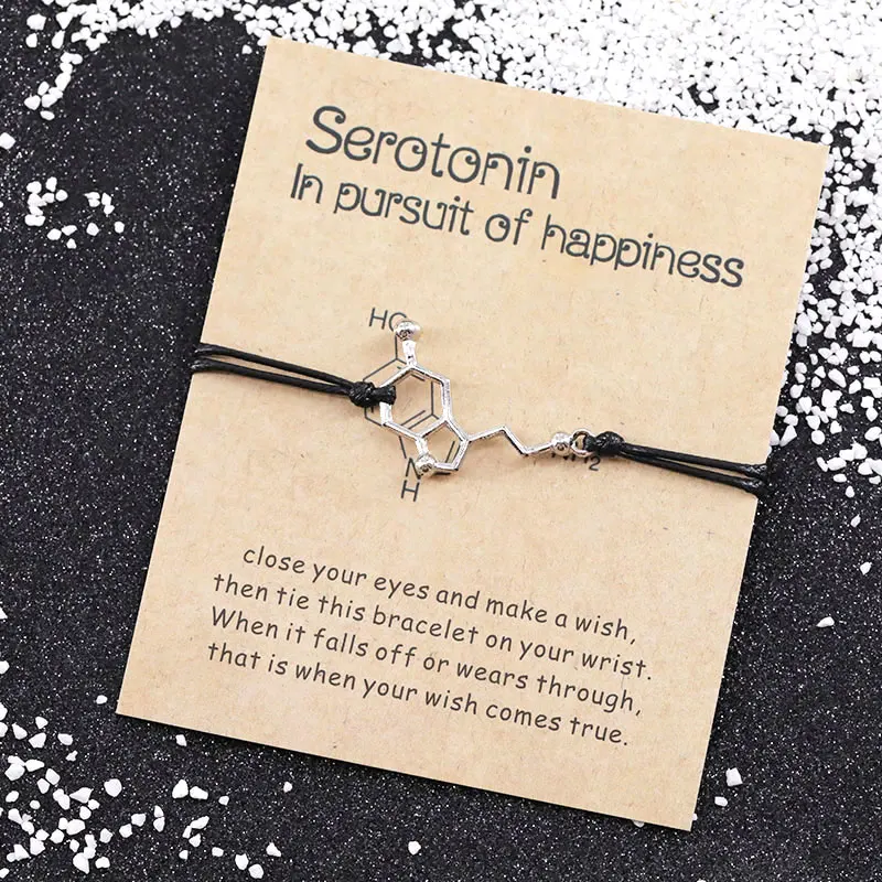 Serotonin Wish Bracelet Serotonin Molecule Bracelets Chemical Formula 5-HT Charm DNA Bracelet Nurse Jewelry Friendship Bracelet