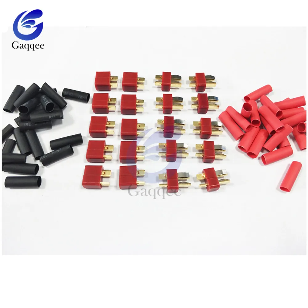 10 Set T-Plug XT60 Male & Female Adapter Connector with Heat Shrink Tube Replacement for RC ESC Lipo Battery For Auto Car