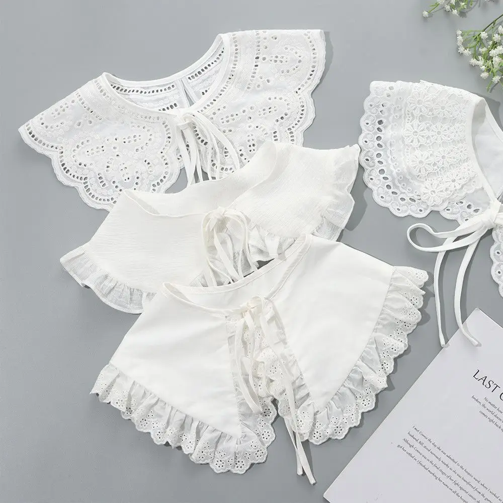 Cuello falso de algodón para mujer, chal de encaje Floral dulce, solapa, blusa, camisa desmontable, accesorios de ropa, 1 ud.