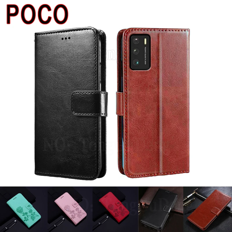 Business Leather Case For Poco M3 Cover Phone Flip Protective Shell Funda For Xiaomi M3 M 3 Cases Wallet Screen Protector Book