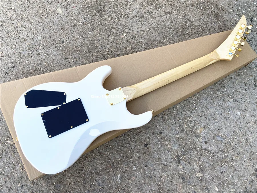 Custom version white double electric guitar five-pointed star inlaid gold accessories free shipping