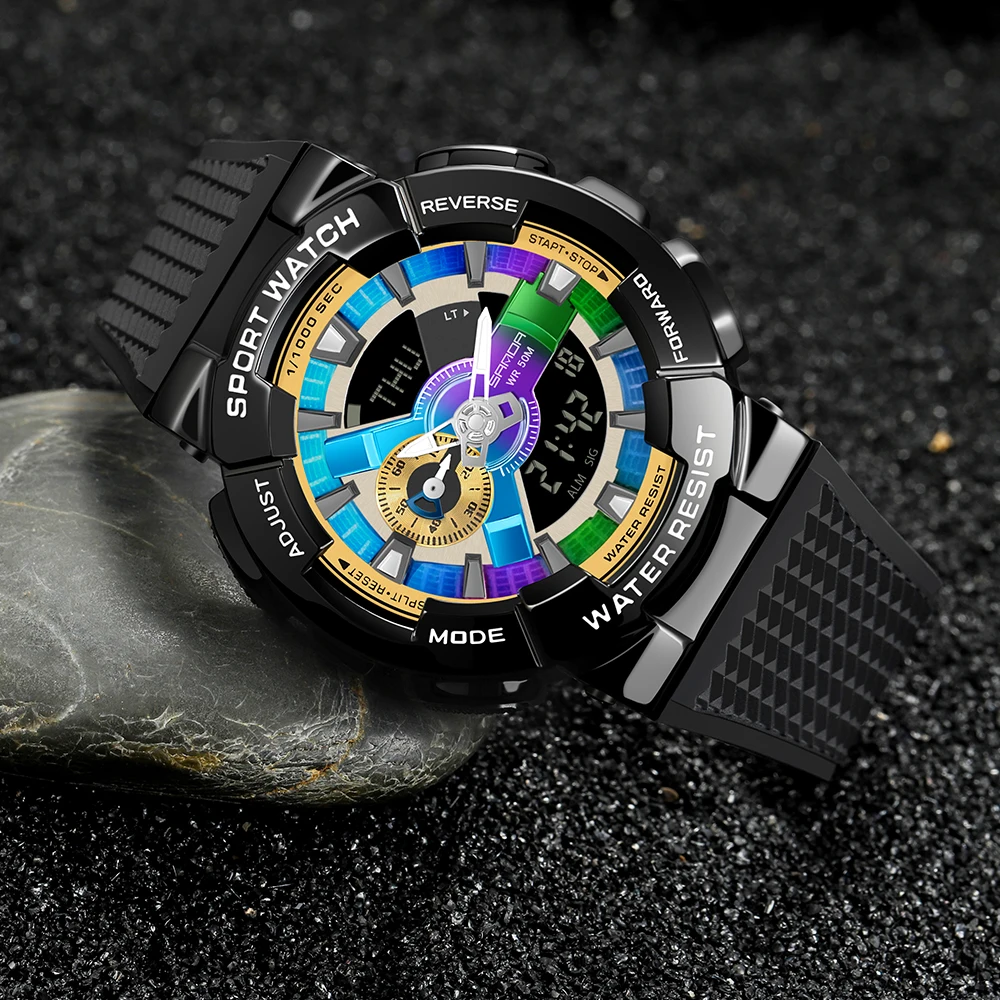 Sanda męski zegarek cyfrowy G Style sport wodoodporny Shock Military Premium zegarki magiczny kolor fajny luksusowy zegarek na rękę Relojes 9004