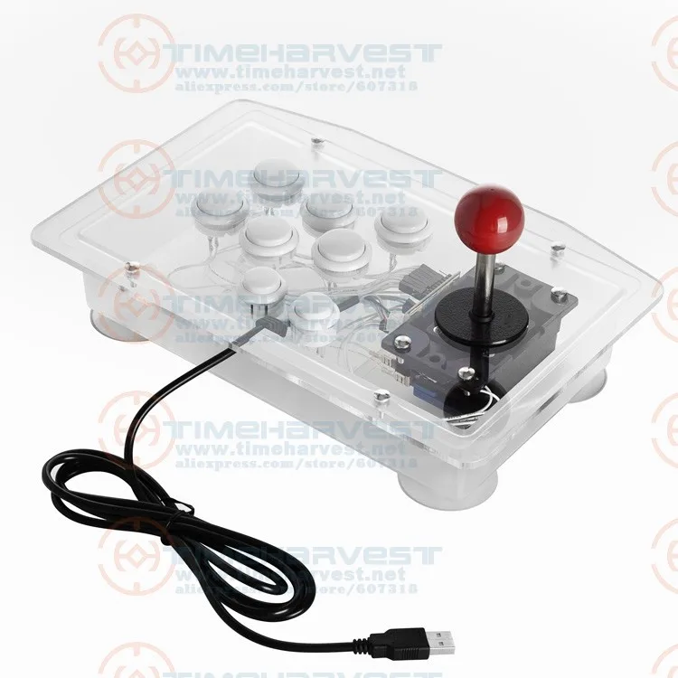 

Transparent Clear Acrylic Arcade Joystick USB Wired Computer Gaming Joystick 8 Directional Buttons