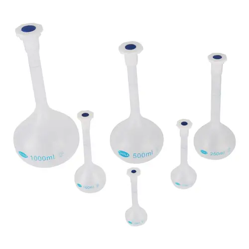 Imagen 2 del producto Matraz medidor de plástico con forma de jarrón con tapón, botella volumétrica de laboratorio de cuello largo y duradera y precisa, 25/50/100/250/500/1000ml