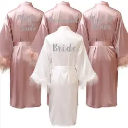 dark pink robe silver letter kimono personalised satin pajamas wedding robe bridesmaid sister mother of the bride robes