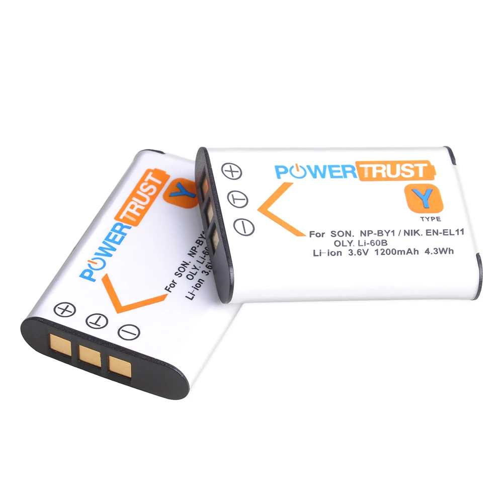 POWERTRUST Battery + Charger for LI-60B DLI-78 DB-L70 DB-80 ,Olympus FE-370, Optio L50 M50 M60 V20 W60 W80 Ricoh R50 VPC-E10