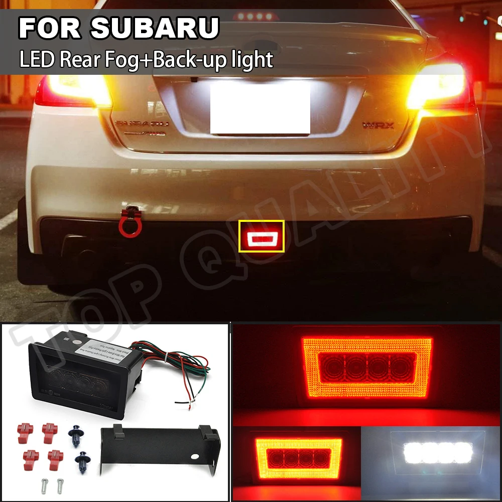 

White+Red Car 3-In-1 Led Back-up Light Rear LED Fog Lamp LED Brake Light For Subaru WRX/STi Impreza or XV Crosstrek 2011-2021