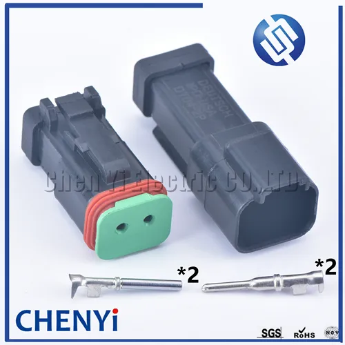 Conector automático de cable impermeable con sello mejorado serie DT de 2 pines negro DT06-2S DT04-2P DT06-2S-E005 DT04-2P-E005 para Deutsch