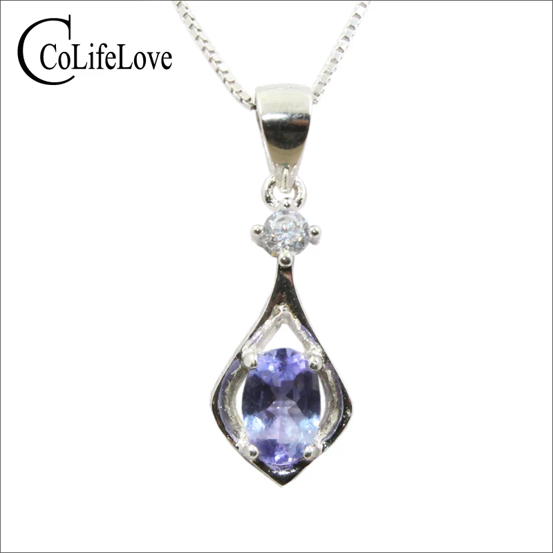 

Simple tanzanite pendant with necklace for woman 0.5 ct natural VVS grade tanzanite pendant solid 925 silver tanzanite jewelry