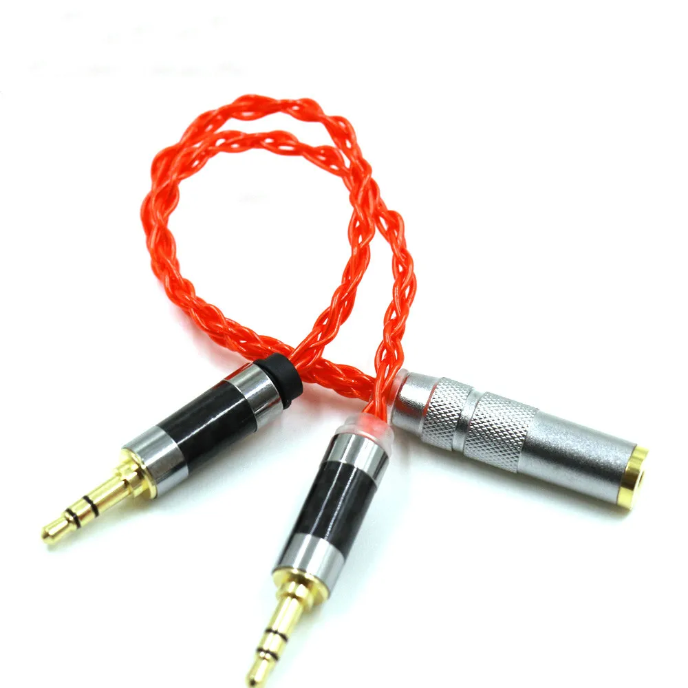 Thouliess UPOCC Single Crystal Silver 2x3.5mm Male to 4.4mm Balanced Female Adapter Cable for PHA-3 Pono Player Orange