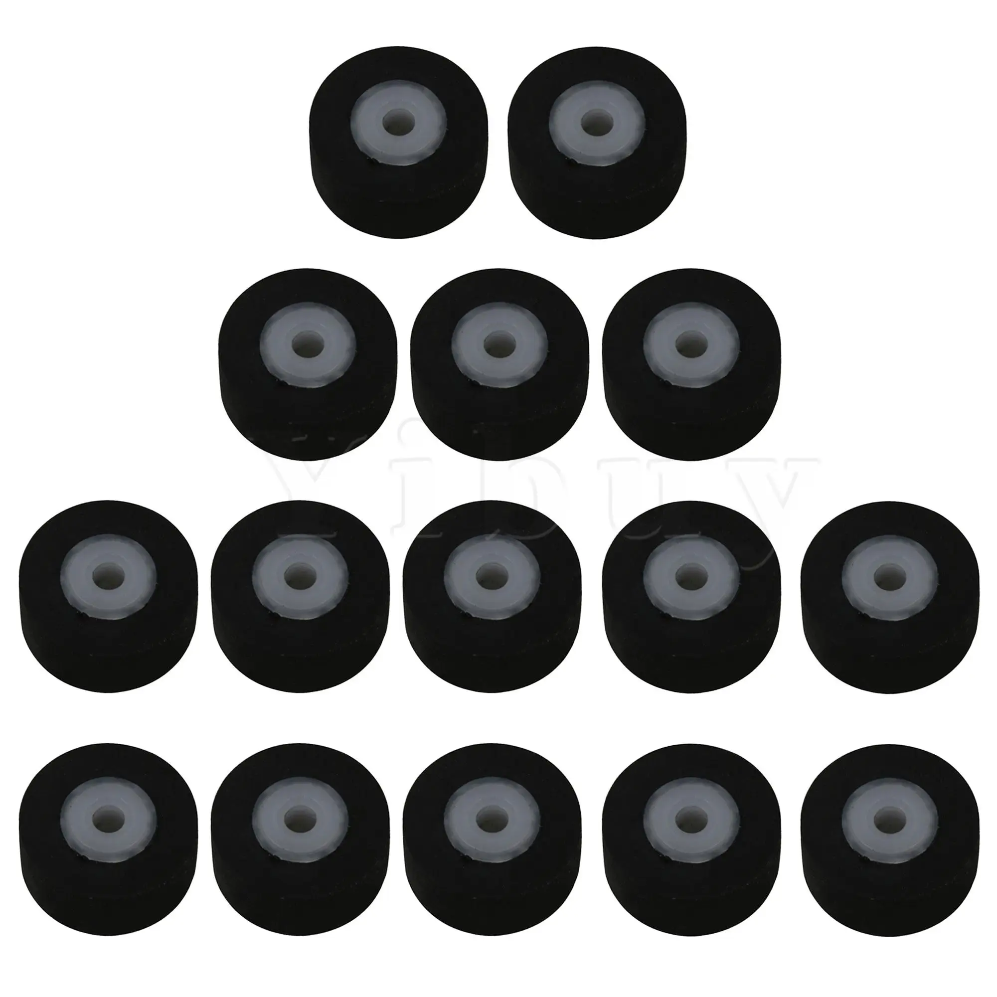 15pcs Black Rubber Bearing Roller Guide Pulley Bearing Wheel Pinch Roller for Tape Recorder