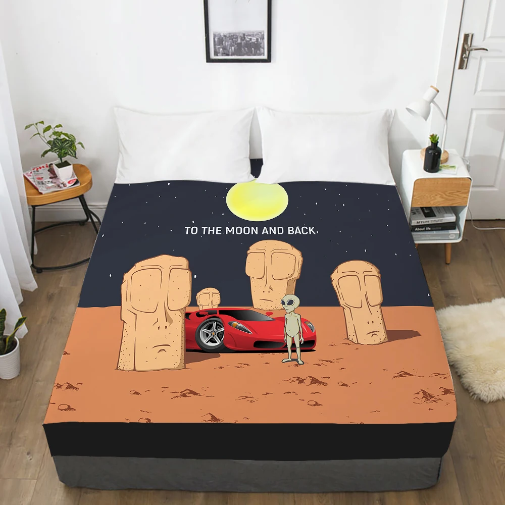 

Cartoon Children's Elastic fitted sheet bed sheet With An Elastic Band Mattress Cover Bed cover for kids baby Space Moon